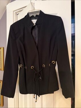 Chadwicks Black Drawstring Waist Blazer with Gold Grommets